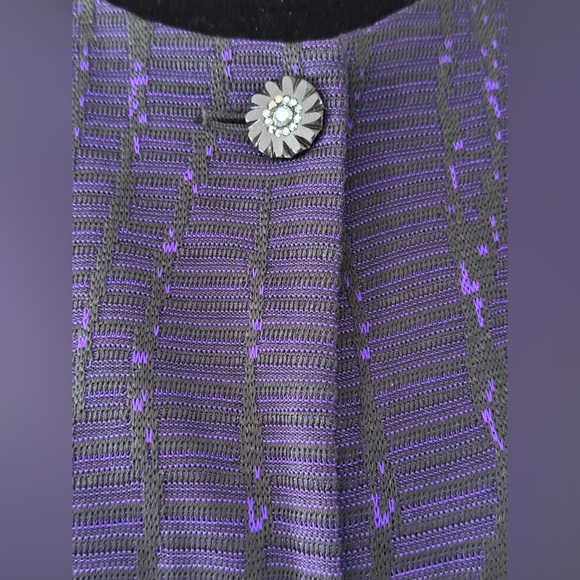 Misook Knit Sweater Jacket Sz XL Black Purple Geometric Classic Office Old Money